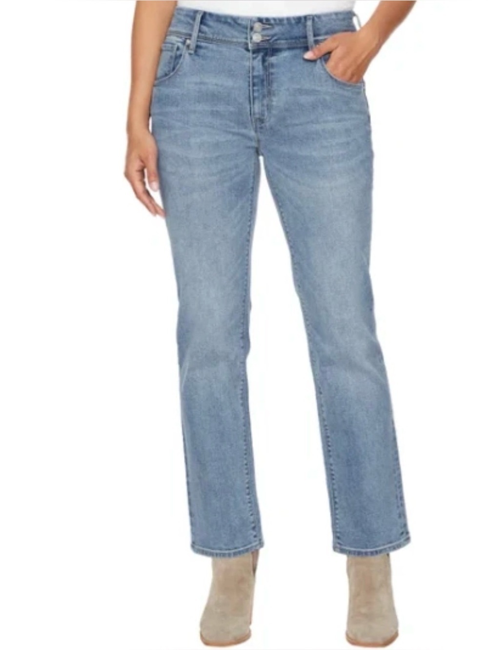 Hudson Jeans Size 12 Light Wash Double Button Flap Back Pocket Straight Leg EUC - Picture 2 of 15